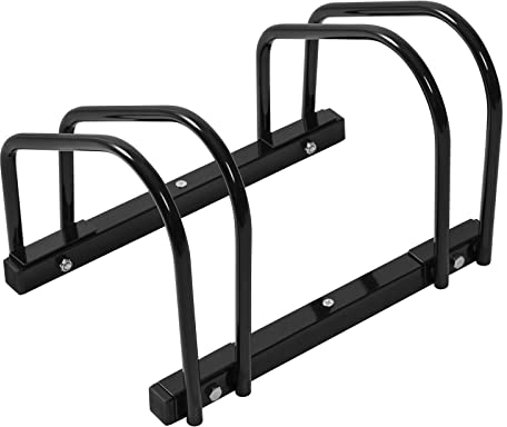 WOLTU Fahrradständer Schwarz für 2 Fahrräder Fahrradhalterung auf dem Boden Aufstellständer für Fahrradaufhängung Fahrradhalter aus Metall