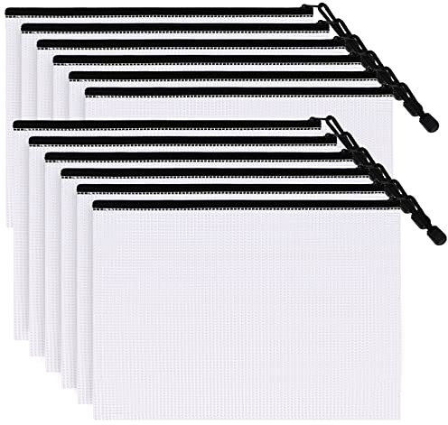 12 Stück A5 Netztaschen mit Reißverschluss, PVC-Netz-Reißverschluss, wasserdichte Kunststoff-Netz-Aktenbeutel, Mehrzweck-Netz-Organizer-Taschen, transparente Dokumenten-Aufbewahrungstaschen