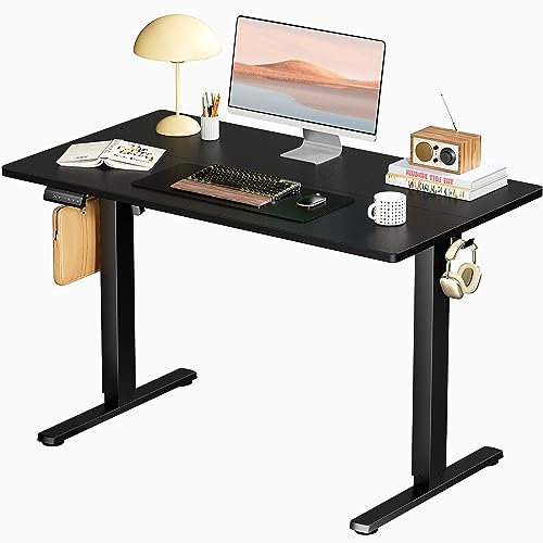 SMUG Stehpult, höhenverstellbar, elektrisch, zum Sitzen, Stehen, Computertisch, ergonomisch, steigend, moderner Aufzug, motorisierter Gaming-Desktop-Arbeitsplatz für Arbeit, Zuhause, Büro, 101,6 x 61