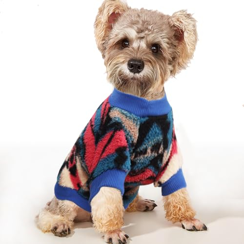 YAODHAOD Hund Pullover für kleine Hunde, Fleece Hund Pullover, Ethnische Stil Winterkleidung, Ultra weiche thermische Winter warme Welpen Sweatshirt (XS, Rosa)