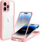 Yoedge Custodia per Apple iPhone 15 Cover 6,1, 360 Gradi Full Body Cover con Protezione Integrata dello Schermo, Trasparente Silicone TPU Anteriore e PC Indietro Custodia, Rosa