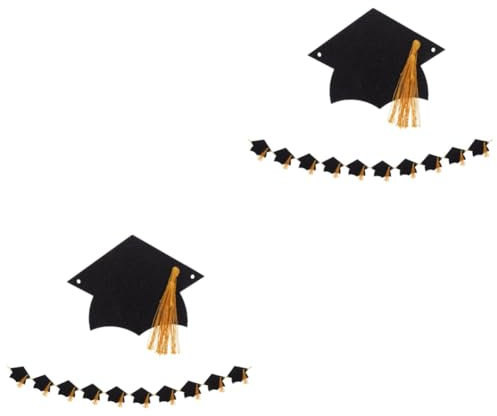 ifundom Doktorhut Zum Fotografieren 2st Doktorhut Ziehen Hängende Fahne Graduierungskappe Wimpelkette Abschlusshut-banner Bachelor-cap-girlande Banner Für Abschlusshüte Grad-cap-banner Papier Quaste