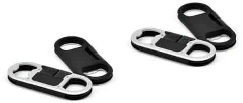 OSALADI Lot De 2 Porte-clés avec Câble USB Et Chargeur USB Décapsuleur Transfert De Données Abs PVC Noir