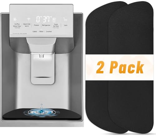 LOPNUR Refrigerator Drip Tray 2 Pack: Cuttable Refrigerator Drip Catcher, Fridge Water Dispenser Drip Mat Absorbent Fridge Mat, Fridge Accessories for Samsung Whirlpool GE, Trapezoid 9x3.1, Black