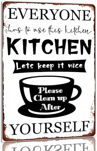Geroclonup Everyone Has To Use This Kitchen Lets Keep It Nice Metal Sign Vintage Kitchen Tin Sign Clean Up After Yourself Wall Decor For Kitchen Restaurant-Size:30x40cm