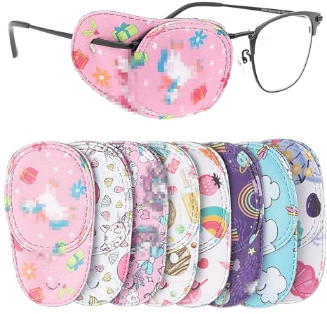 8 Stück Augenklappe Strabismus Kinder Augenmasken Bunte Kinder Eye Patches Linke und Rechte Augenklappe für Kinder Augenpflaster Jungen Augenklappen Mädchen Brillen Eye Patch