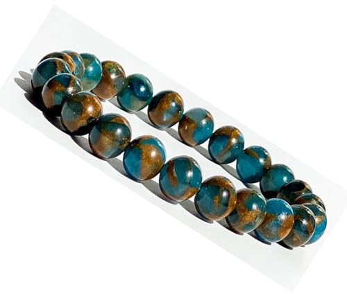 Emilys Gems Kraft - Power - Chakra Armbänder | Dehnbar | 8mm Naturstein - Für Ihr Wohlbefinden - Blauer Mosaik Quartz