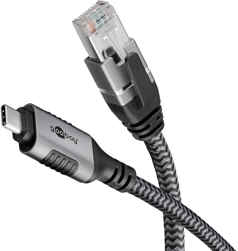 goobay 2m Câble USB-C vers RJ45 Ethernet CAT 6 pour une connexion Internet filaire stable avec routeur/modem/commutateur réseau/remplace l’adaptateur USB vers RJ45 / 1 Gbit/s - 70698