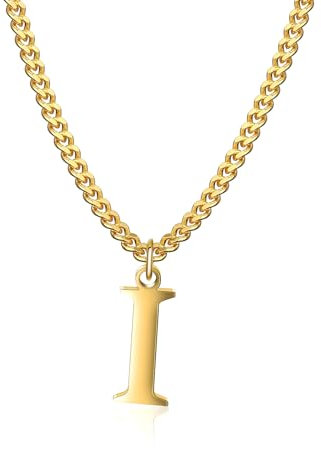 Symretie Goldkette mit Buchstaben I,14K Gold Vergoldet Initial Halskette,Edelstahl Kette mit I,Gold kettenanhänger kette für Damen Mädchen