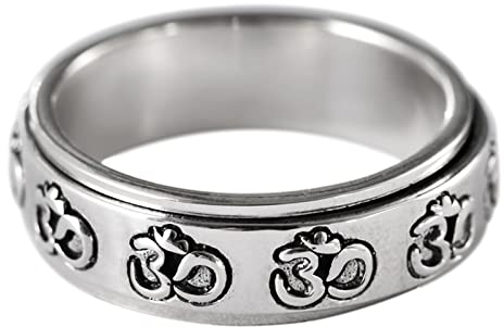 Silber Ringe Männer, Herren Ring Silber Spinner Minimalistisches Sanskrit Ringe für Herren Männer Größe 60 (19.1)