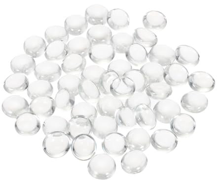 sourcing map Decorative Flat Glass Marbles 12-14mm Rock Vase Filler Beads Pebbles Clear for Fish Tank Table Scatter Decor, 50Pcs