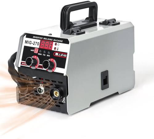 Mig Welder,3 in 1 MIG Welder Inverter,Gasless 250A Digital MIG270 Welding Machine,Flux Core Solid Wire MIG ARC Lift TIG Spool Gun Inverter Welders,Multi Process Welding Machine (Sliver)