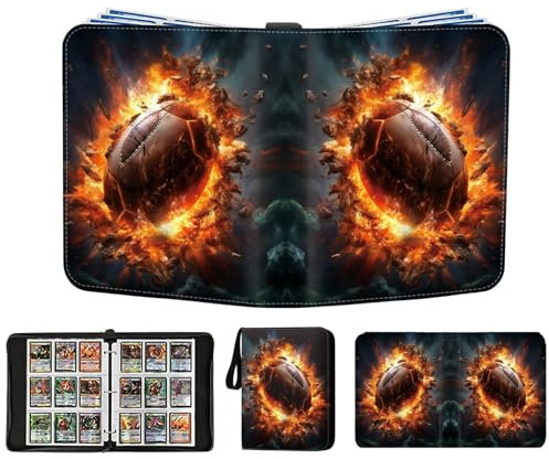 Fußballkartenbinder Sammelkartenbinder 900 Taschen, Fußballkartenhalter mit 50 abnehmbaren Hüllen, Sportkarten Organizer für Fußball, Basketball, Baseball, Fußball, Hockey oder Gaming-Sammelkarten