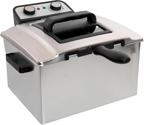 Freidora Eléctrica 5L de Acero Inoxidable 3000W Rendimiento Potente Gran Capacidad y Control Preciso de Temperatura Doble Seguridad Térmica Indicador LED Cuerpo Duradero (5 LITROS)