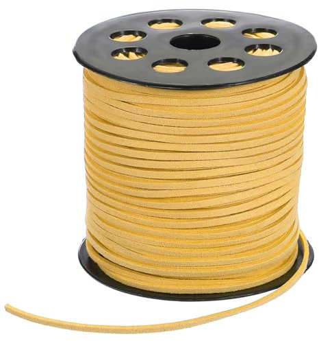 PATIKIL 100 Yards x 2.6mm Faux Suede Leather Cord, Leather Lace String for Bracelet Necklace Beading Making DIY Crafts, Yellow