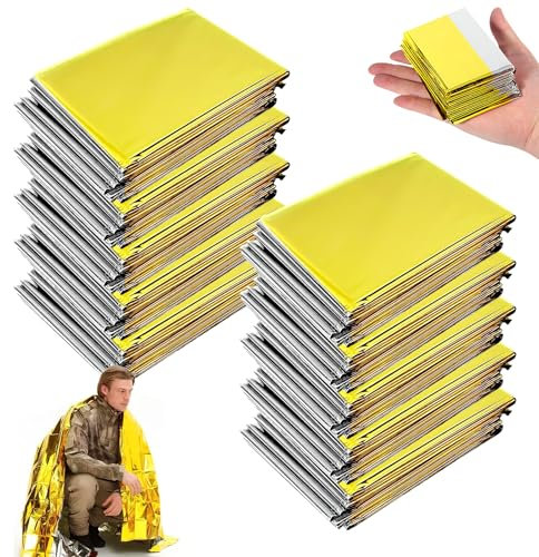 HENGBIRD Rettungsdecken 10 Stück, Rettungsdecke Gold Silber 210 X 160 cm, Rettungsfolie, Notfalldecke, Rettungsdecke Extra Stark, Emergency Blanket für Erste Hilfe Wandern & Camping und Outdoor