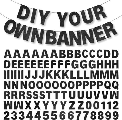 DIY Banner Kit mit Buchstaben Glitzer Banner Buchstaben Schwarz Anpassbare Geburtstagsbanner Abschlussbanner Benutzerdefinierte Party Hängende Banner für Abschlussfeier Hochzeit Party Babyparty
