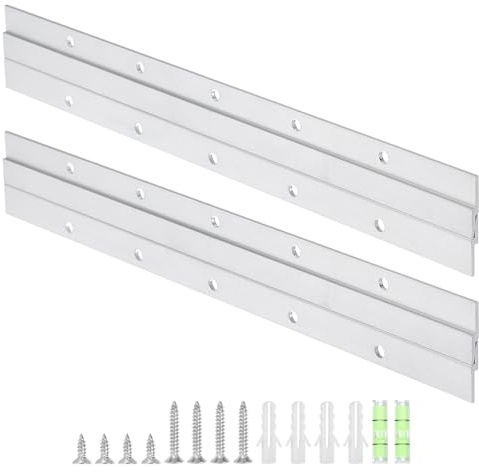sourcing map 2 Pair French Cleat Picture Hanger, 12 Inch Heavy Duty Aluminum Z Bar Clip Interlocking Wall Mounting Bracket Hanger Kit for Hanging Mirror Picture Shelf