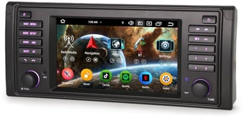 Erisin 8-Core 4GB RAM+64GB ROM Android 14 Radio Coche Estéreo de Automóvil para BMW Serie 5 E39 M5 7 GPS Navegación IPS Wireless CarPlay Android Auto DSP Bluetooth 5.0 WiFi 4G Dab+ USB Canbus OBD2