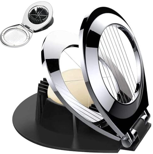 Egg Slicer, Egg Cutter Heavy Duty Slicer for Boiled Eggs Strawberry Fruit Garnish Slicer, Stainless Steel Wire with 3 Slicing Styles, Dishwasher Safe