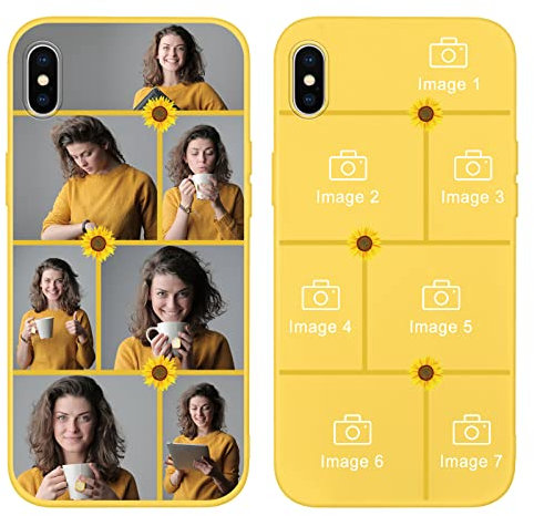 ZhuoFan Coque Personnalisée pour iPhone X/iPhone XS 5,8, Personnalisable Étui avec Votre Propre Photo Image Housse, Aesthetic Souple Jaune Silicone TPU Antichoc Custom Case pour iPhone X