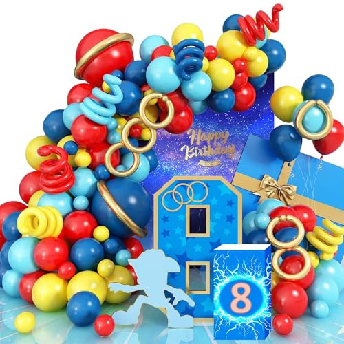 Kit de Guirnalda de Arco de Globos de Cumpleaños Hedgehog de Látex Globos Hedgehog Globos de Cumpleaños Decoraciones para Fiestas Suministros para Fiestas con Temática