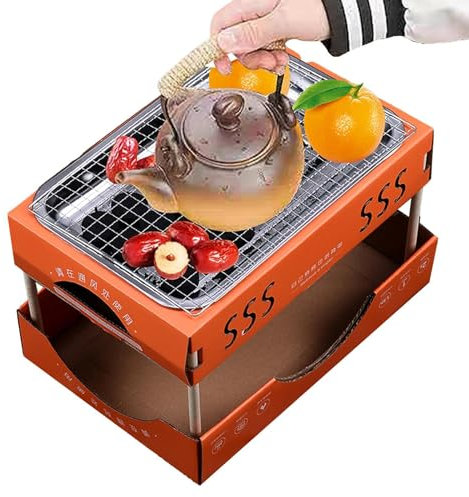 Sirseon Tragbarer Barbecue-Grill, tragbarer Holzkohlegrill für Camping, Tragbarer Außengrill für 1–3 Personen, Klappbarer Tischgrill für Küchen und Lebensmittel