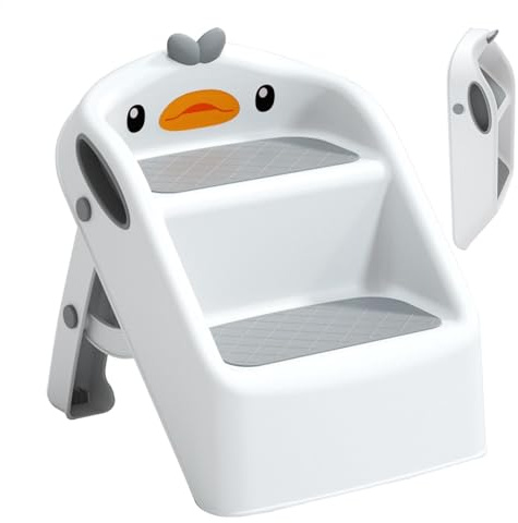 LearnLyrics Tritthocker für Kleinkinder, für Toilette, faltbar, für Kleinkinder, Klapptritt in 2 Stufen, praktische Trittleiter für Badezimmer
