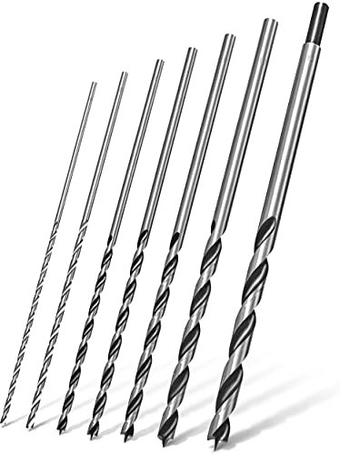 Pinava® Holzbohrer Set lang [Stabil & scharf] - 7 Bruchfeste Schlangenbohrer - Holz, präzise & zentriert - Spiralbohrer 30cm, extra lange Bohrer - Ø 4, 5, 6, 7, 8, 10, 12 x 300mm