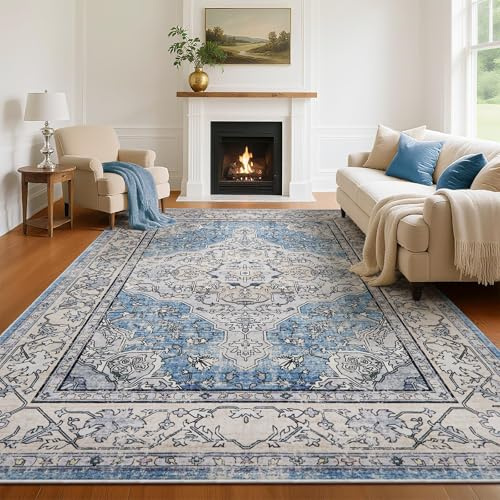 Vasip Teppich Wohnzimmer 160x230cm, Waschbarer Kurzflor Teppich, Schlafzimmer Teppiche, Weich rutschfest Design für Wohnzimmer Schlafzimmer Esszimmer