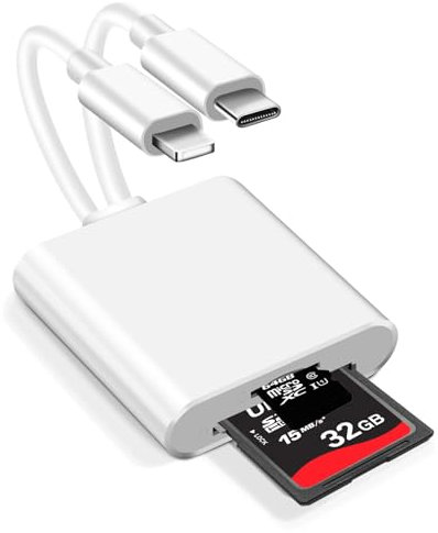 Adattatore scheda SD per iPhone, [MFI certificato] 2 in 1 lettore di schede SD per Micro-SD/SD, fotocamera digitale iPhone, trasferimento di immagini da fotocamera a cellulare, Plug & Play