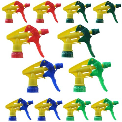 BEAHING Spray Bottle Tops Replacement, 12Pcs Spray Bottle Nozzle Replacement, Trigger Tops, Anti-Clog Leak-Proof Sprayer Heads for Plastic & Glass Watering Can