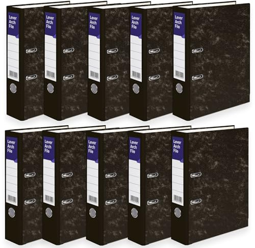 A4 Lever Arch Files for Paperwork, Metal Thumb Ring, Archive Document Folder | Large Ring Binders for Office, School & Home Filing (Cloud, Pack of 10)