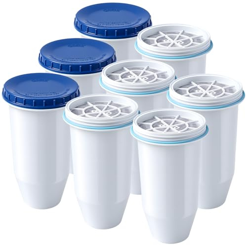 Recogwood 0 TDS Water Filter Replacement for Zero Pitcher & Dispenser | Upgraded 6-Stage Filtration | Removes 99.9% of Lead, Chromium, PFOA/PFOS | Compatible with ZR-001, ZR-004, ZR-017 | 8-Pack