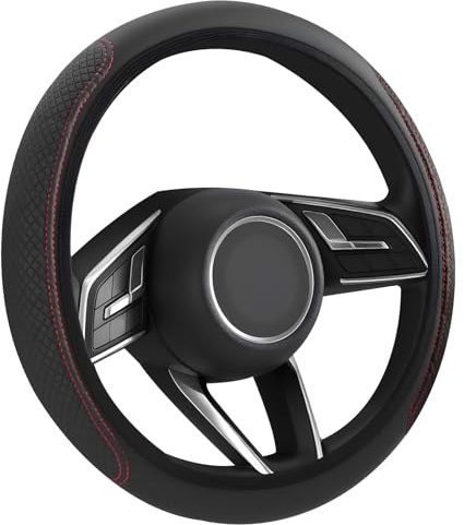 flintronic Coprivolante Auto, Coprivolante Auto in PVC Pelle, Traspirante e Antiscivolo, Universale 36-38 cm, Accessori Auto Interno