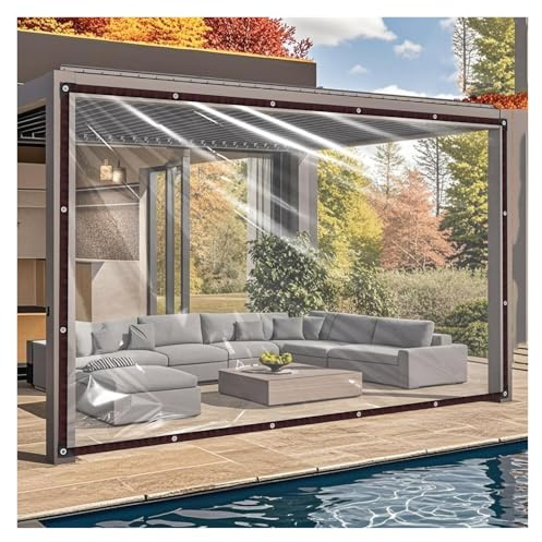 Transparente wasserdichte Outdoor-Plane mit Fenster, perfekt für Schuppen, Carports, Pavillons, Balkone & (5 x 4,5 m), robuster Schutz und vielseitig einsetzbar