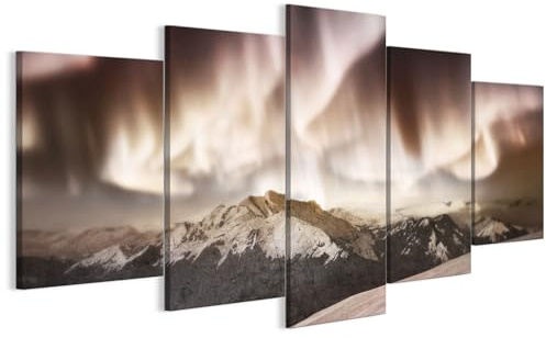 LUMASOUL Wandbilder Wohnzimmer 5-teilig Leinwandbild Landschaft 200x100 cm | Mehrteilige Wanddeko für Schlafzimmer Flur Büro