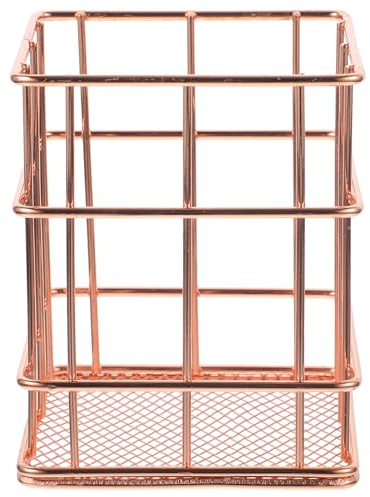 PACKOVE Organisateur de Bureau Porte-Stylo en Métal Carré Rose Gold Antidérapant, Adapté pour Rangement Maquillage et Accessoires Papeterie, Utilisation Confortable