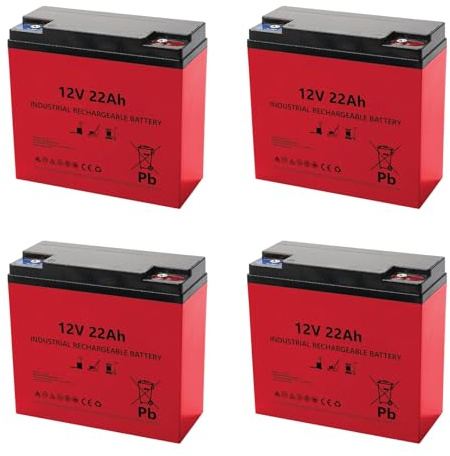 4 batteries au plomb 12 V 48 V 22 Ah spécifiques pour traction électrique, conçues pour véhicules, scooters, chariots légers, applications de traction, terminaux à vis, longue durée de vie, haute