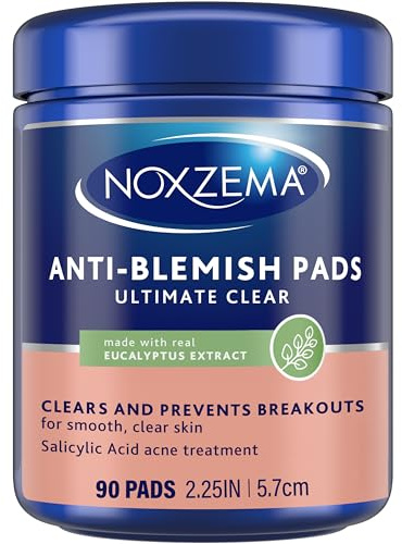 Noxzema Ultimate Clear Face Pads Clears & Prevents Acne Anti-Blemish Made with Over 60% Alcohol 90 Count