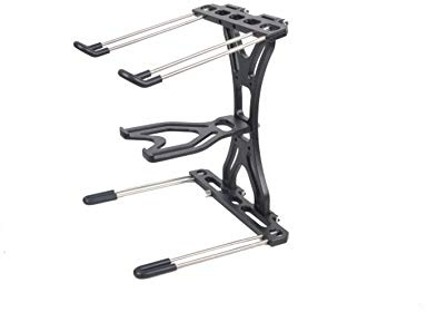 Proel LTS004PRO - Supporto professionale pieghevole per laptop realizzato in alluminio pressofuso ad altezza fissa (300 mm), Nero/Cromato