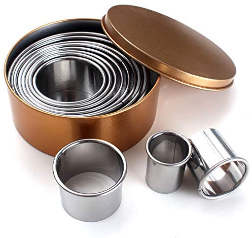 Zicome 11 piezas Redondo para galletas, acero inoxidable, varios tamaños