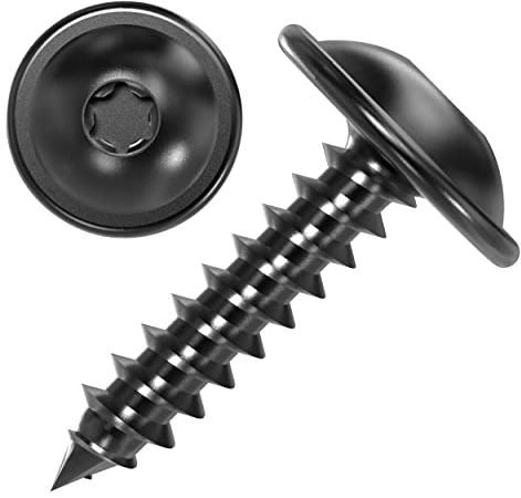 100 AUPROTEC Blechschrauben 4,2 x 13 mm Flachkopf mit Scheibe TORX schwarz verzinkt DIN 7049-4,2 x 13 mm, 100 Stück