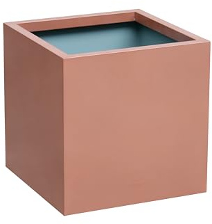 Primrose Frost and Rust-Resistant Outdoor Zinc Square Cube Planter in a Copper Finish Jumbo 60cm (23.6in)