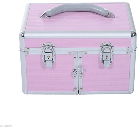 HOMCOM Maletín de Maquillaje Organizador Cosméticos Profesional Estuche para Maquillaje Caja de Belleza Portátil Varios Compartimientos 29x21x20cm Aluminio