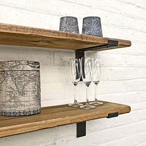 Thin Lipped Wooden Handmade Bracket Shelf | 15 x 60 cm | Dark Oak