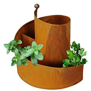 Kräutergarten Kräuterspirale Hochbeet Metall Beet Rost Kräuterschnecke rund Kräuterbeet 38 x 38 cm für Garten oder Terrasse (A)
