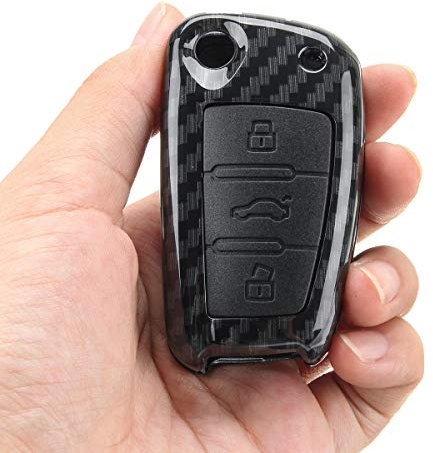 C-FUNN Fibre De Carbone Télécommande Porte-Clés Fob pour Audi A4 A3 A6 A7 A8 Q3 Q5 S4 R8 TT