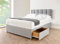Divan Beds Deals - Grey Suede 3FT Single Divan Bed – 10” Spring Memory Foam Mattress, 20” Cube Headboard & 2 Storage Drawers | Bed & Mattress Set