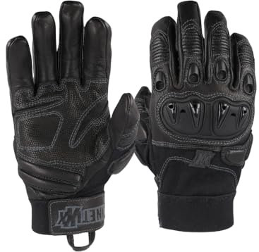 Kinetixx X-Dragon Taktische Handschuhe (Größe 7, schnittfest, feuerfest, Innen Leder, 1 Paar) schwarz